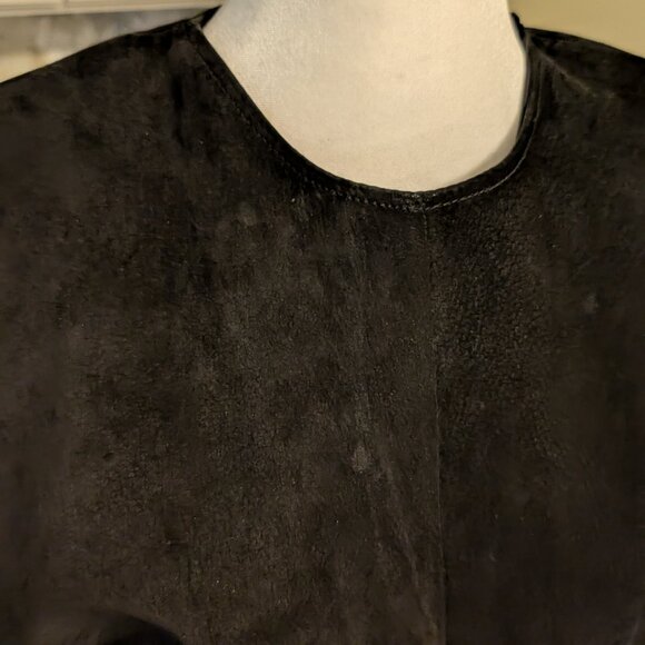 Black Pig Suede Dress Maxi, Long Sleeves, Vintage, Sz 12, Bonwit Teller Designer - Picture 3 of 11